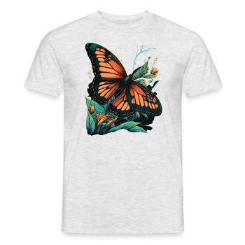 Schmetterling liebt Blumen - Männer T-Shirt - Grau meliert - Vorne - AI Model Male 178 dark (178cm)