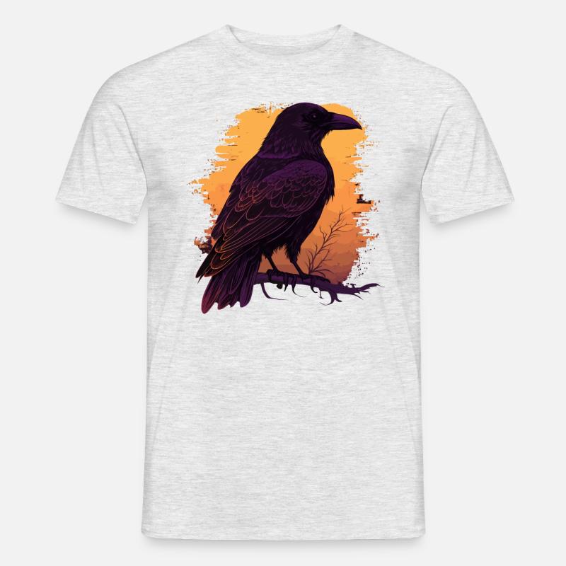 Wachsame Krähe - Männer T-Shirt - Grau meliert
