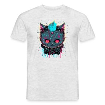 Böse Katze - Männer T-Shirt - Grau meliert - Vorne - AI Model Male 178 dark (178cm)