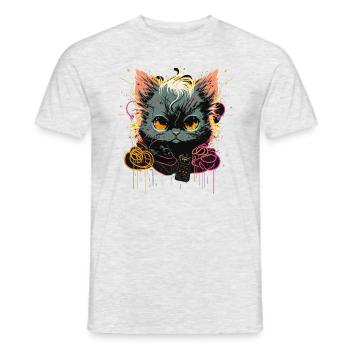 Brave Cat électrique - T-shirt homme - gris chiné - Devant - AI Model Male 178 dark (178cm)