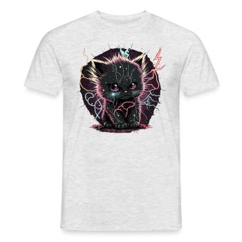Perfectly Charge Kitten - Men's T-Shirt - heather grey - Front - AI Model Male 178 dark (178cm)