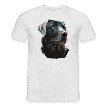 Labrador Retriever auf glühenden Lichtern - Männer T-Shirt - Grau meliert - Vorne - AI Model Male 178 dark (178cm)