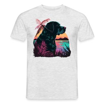 Schwarzer Labrador Retriever am Strand - Männer T-Shirt - Grau meliert - Vorne - AI Model Male 178 dark (178cm)