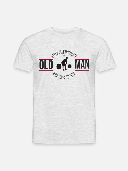 Alter Mann Gewicht Heben Gym Fitnessstudio Lifting - Männer T-Shirt - Grau meliert