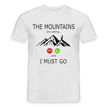 The Mountains are calling and I must go Wandern - Männer T-Shirt - Grau meliert - Vorne - AI Model Male 178 dark (178cm)