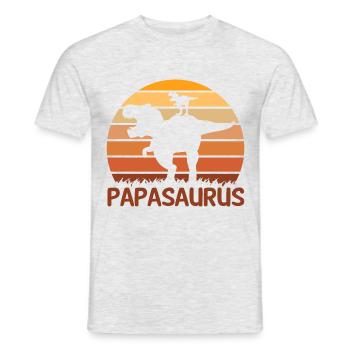 Papa Père Dino Dinosaure Papasaurus - T-shirt homme - gris chiné - Devant - AI Model Male 178 dark (178cm)