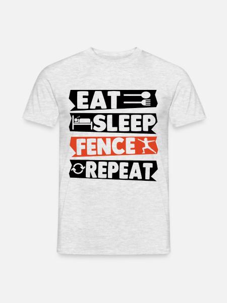 Eat Sleep Fence Repeat - Männer T-Shirt - Grau meliert