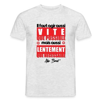 Déconfinement, phrase du ministre Suisse A.Berset - T-shirt homme - gris chiné - Devant - AI Model Male 178 dark (178cm)