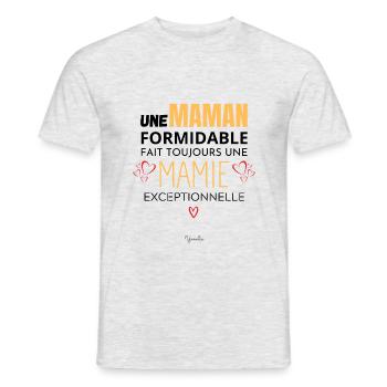 Annonce grossesse maman - Annonce grossesse mamie - T-shirt homme - gris chiné - Devant - AI Model Male 178 dark (178cm)