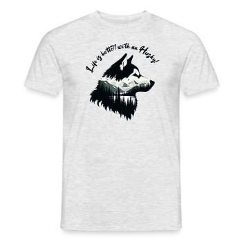 Husky - Men's T-Shirt - heather grey - Front - AI Model Male 178 dark (178cm)