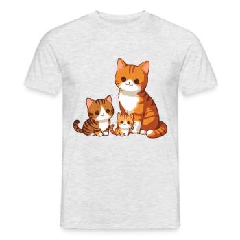 Famille de chats - T-shirt homme - gris chiné - Devant - AI Model Male 178 dark (178cm)