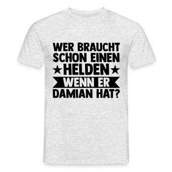 Prénom Damian - T-shirt homme - gris chiné - Devant - AI Model Male 178 dark (178cm)