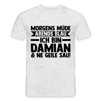Prénom Damian - T-shirt homme - gris chiné - Devant - AI Model Male 178 dark (178cm)