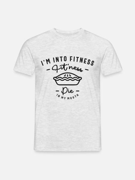 Ich stehe auf Fitness Fit'ness Pie In My Mouth - Männer T-Shirt - Grau meliert