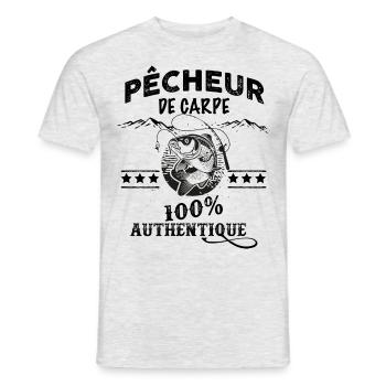 Pêcheur de carpe authentique - T-shirt homme - gris chiné - Devant - AI Model Male 178 dark (178cm)