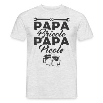 Papa bricole Papa Picole 1 - T-shirt homme - gris chiné - Devant - AI Model Male 178 dark (178cm)