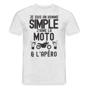 moto et apéritif 1 - T-shirt homme - gris chiné - Devant - AI Model Male 178 dark (178cm)