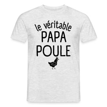 Le véritable papa poule 1 - T-shirt homme - gris chiné - Devant - AI Model Male 178 dark (178cm)