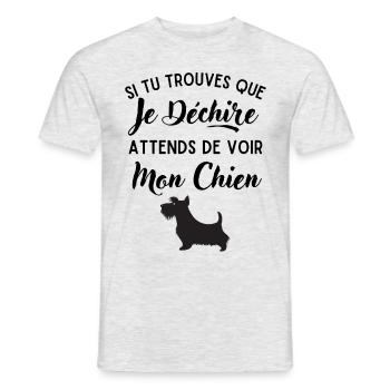 Mon Chien déchire 2 - T-shirt homme - gris chiné - Devant - AI Model Male 178 dark (178cm)