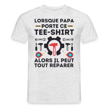 Papa réparateur pas bricoleur - T-shirt homme - gris chiné - Devant - AI Model Male 178 dark (178cm)