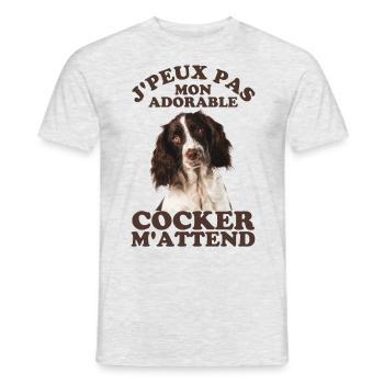 Mon adorable chien cocker - T-shirt homme - gris chiné - Devant - AI Model Male 178 dark (178cm)