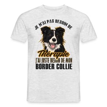 Pas besoin de thérapie juste mon border collie 2 - T-shirt homme - gris chiné - Devant - AI Model Male 178 dark (178cm)