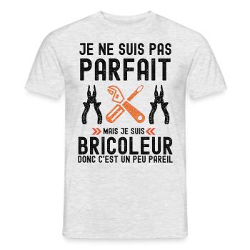 Je ne suis pas parfait mais je suis bricoleur - T-shirt homme - gris chiné - Devant - AI Model Male 178 dark (178cm)