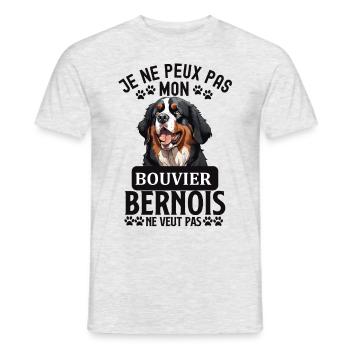 Chien de race bouvier bernois - T-shirt homme - gris chiné - Devant - AI Model Male 178 dark (178cm)