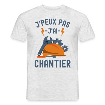 Chantier casque de sécurité outils - T-shirt homme - gris chiné - Devant - AI Model Male 178 dark (178cm)