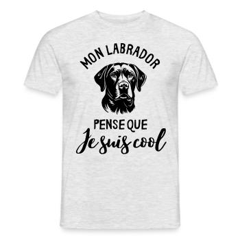Labrador sport canin - T-shirt homme - gris chiné - Devant - AI Model Male 178 dark (178cm)