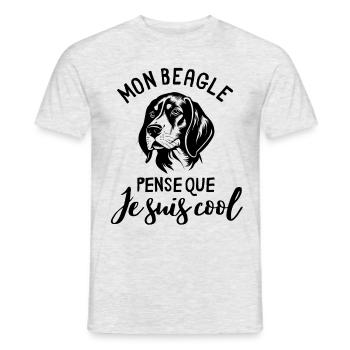 Beagle race de chien école canine - T-shirt homme - gris chiné - Devant - AI Model Male 178 dark (178cm)