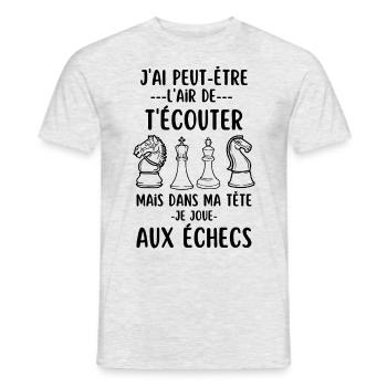 Jouer aux échecs - T-shirt homme - gris chiné - Devant - AI Model Male 178 dark (178cm)