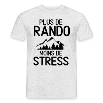 Plus de randonnée moins de stress - T-shirt homme - gris chiné - Devant - AI Model Male 178 dark (178cm)