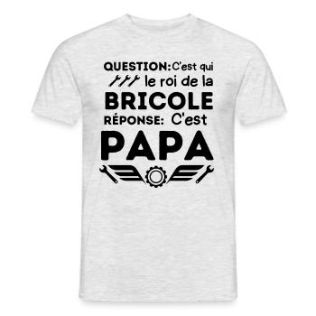 C est papa le roi de la bricole 2 - T-shirt homme - gris chiné - Devant - AI Model Male 178 dark (178cm)