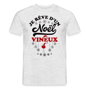Je rêve d un Noël vineux 2 - T-shirt homme - gris chiné - Devant - AI Model Male 178 dark (178cm)