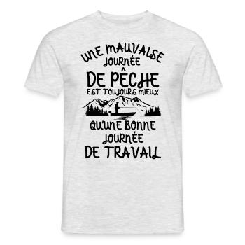 Pêche pêcher - T-shirt homme - gris chiné - Devant - AI Model Male 178 dark (178cm)