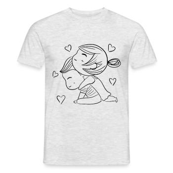 Zwei verliebte / Paar - Männer T-Shirt - Grau meliert - Vorne - AI Model Male 178 dark (178cm)