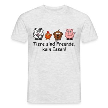 Tiere sind Freunde - Men's T-Shirt - heather grey - Front - AI Model Male 178 dark (178cm)