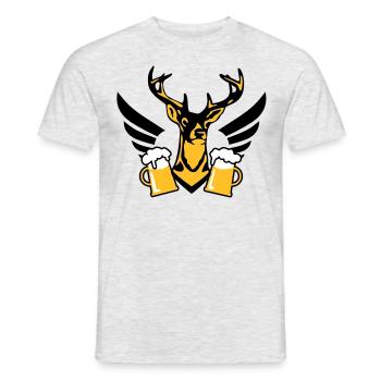 Chic Hirsch aile bière d'une chope de bière - T-shirt homme - gris chiné - Devant - AI Model Male 178 dark (178cm)