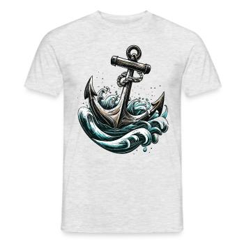 Ancre nautique rétro de navire - T-shirt homme - gris chiné - Devant - AI Model Male 178 dark (178cm)