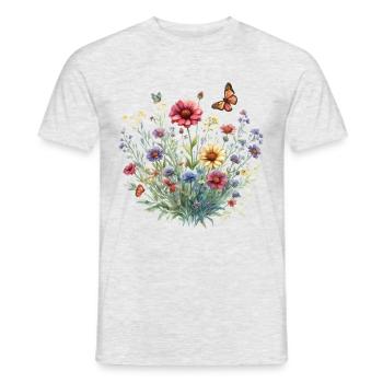 Boho Blumengarten Vintage Blumen Wildblumen - Männer T-Shirt - Grau meliert - Vorne - AI Model Male 178 dark (178cm)