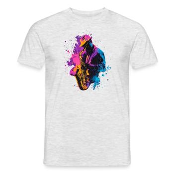 Saxophon Bunt Saxophonist Musik Jazz - Männer T-Shirt - Grau meliert - Vorne - AI Model Male 178 dark (178cm)
