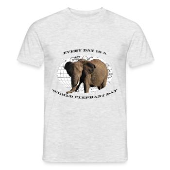WorldElephantDay - Africa - Safari - Elephant - T-shirt homme - gris chiné - Devant - AI Model Male 178 dark (178cm)