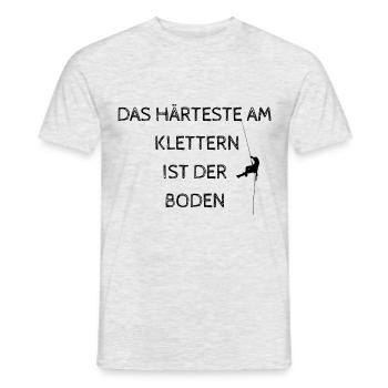 Saying: The hardest thing about climbing is the ground - Men's T-Shirt - heather grey - Front - AI Model Male 178 dark (178cm)