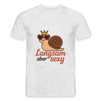 Joggen Schnecke Krone langsam aber glücklich - Männer T-Shirt - Grau meliert - Vorne - AI Model Male 178 dark (178cm)