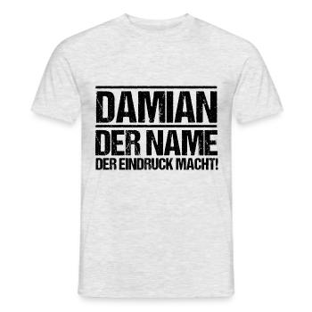 Prénom Damian - T-shirt homme - gris chiné - Devant - AI Model Male 178 dark (178cm)