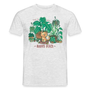 In meinem Happy Place - Männer T-Shirt - Grau meliert - Vorne - AI Model Male 178 dark (178cm)