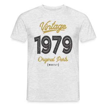 Vintage 1979 Originalteile - 43. Geburtstag Retro - Männer T-Shirt - Grau meliert - Vorne - AI Model Male 178 dark (178cm)