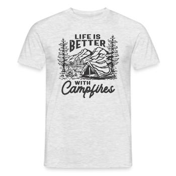 Life is Better With Campfires Outdoor Adventure - Men's T-Shirt - heather grey - Front - AI Model Male 178 dark (178cm)