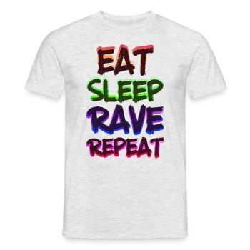 Eat Sleep Rave Repeat EDM Rave Electro Techno - Men's T-Shirt - heather grey - Front - AI Model Male 178 dark (178cm)
